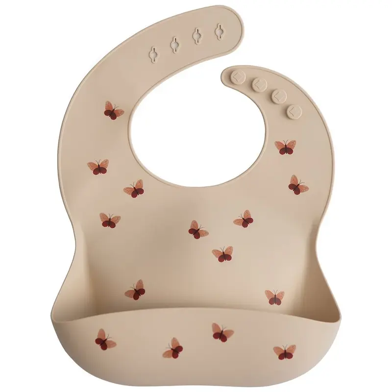 Bavaglino In Silicone Con Tasca -  Farfalle