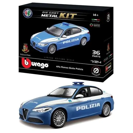 Bburago Alfa Romeo Giulia Polizia, Kit Die Cast in scala 1