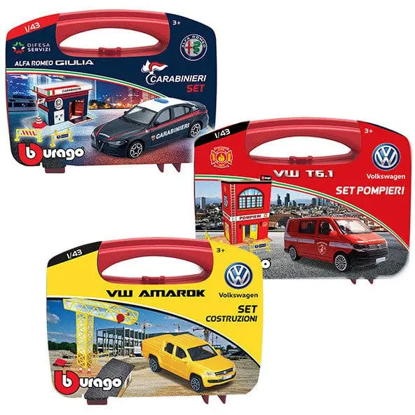 Bburago Playset in Valigetta con Veicolo e Accessori