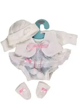 Berbesa Vestitino Bianco Con Cappello E Calzini Per Bambola 42 Cm