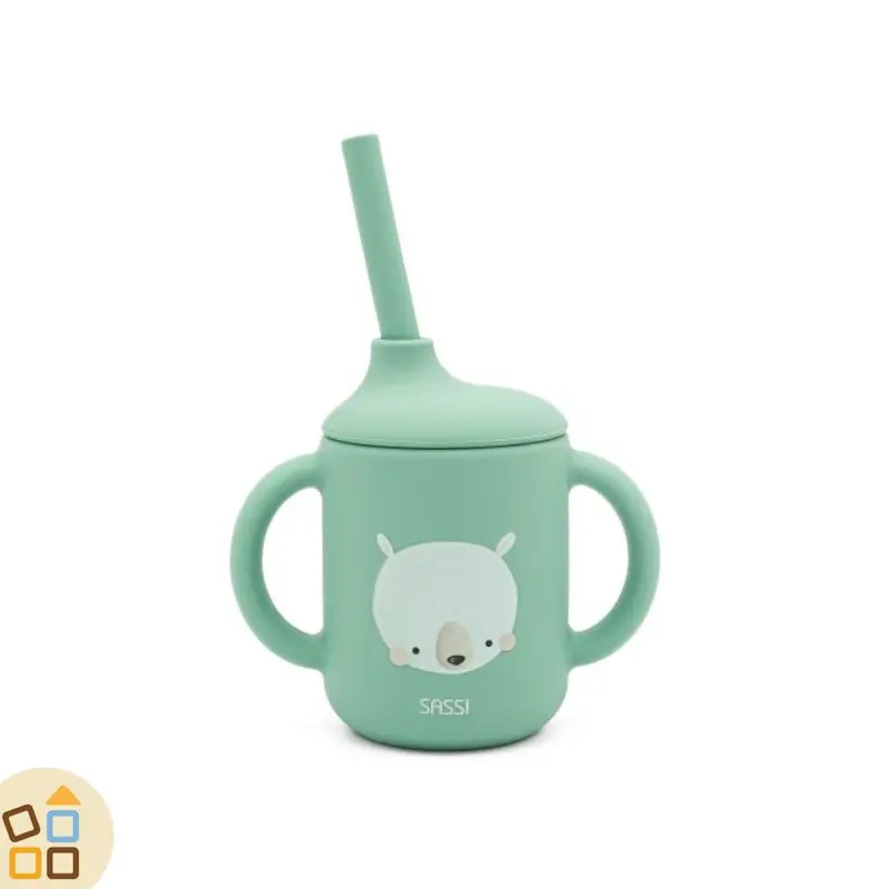 Bicchiere con cannuccia in silicone, Orso Munchy