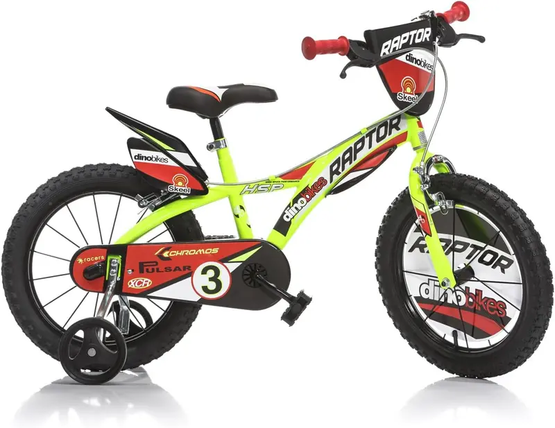 Bici per bambino Raptor 16" con doppi freni, telaio e ruote in acciaio