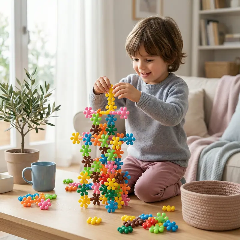 Blocchi da costruzione a forma di fiocco di neve per bambini ⎜ Puzzle 3D creativo per divertimento educativo e capacità motorie fini