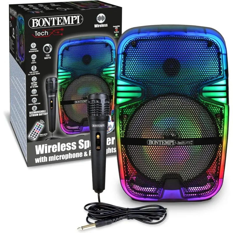 Bontempi Amplificatore Wireless con microfono dinamico, effetti luminosi
