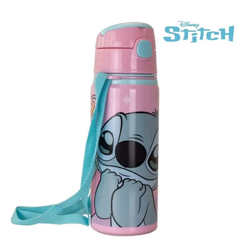 Borraccia Stitch con Cannuccia, realizzata in Alluminio capienza 600ml include tracolla