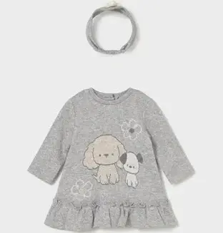 Cadabra Baby Newborn Vestitino Grigio Con Fiocco