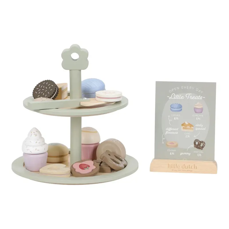 Cake Stand in Legno Porta Dolci Verde - Wooden étagère Green Essentials (LD2503)