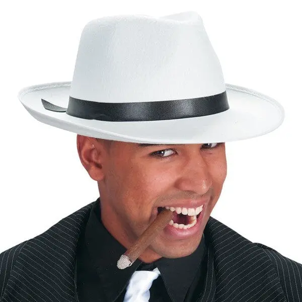 Cappello Gangster Bianco In Feltro