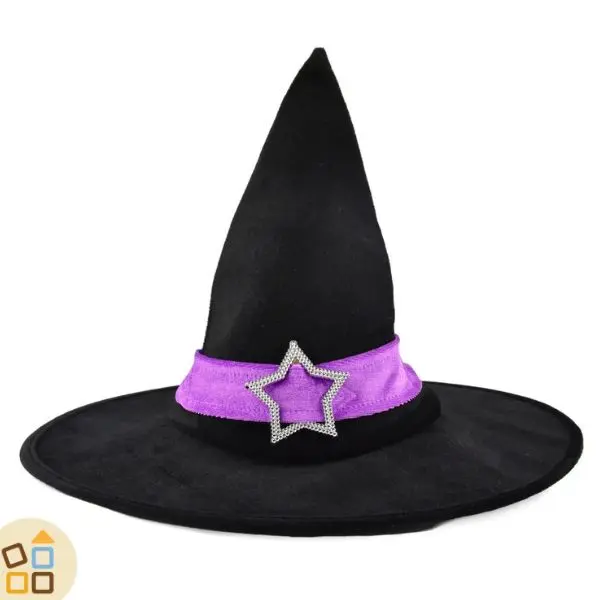 CAPPELLO STREGA NERO/VIOLA STELLA 40 CM