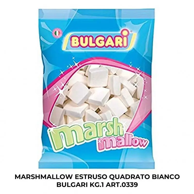 Caramelle Marshmallow Estruso Quadrato Bianco 1kg- Bulgari