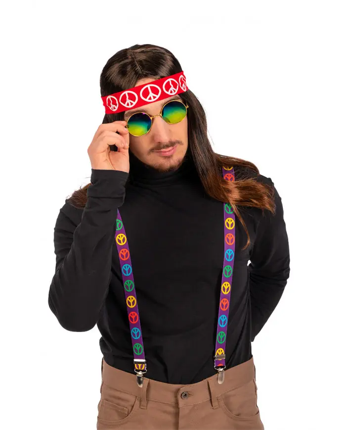 Carnival Toys Set Hippie Occhiali Bretelle e Fascia