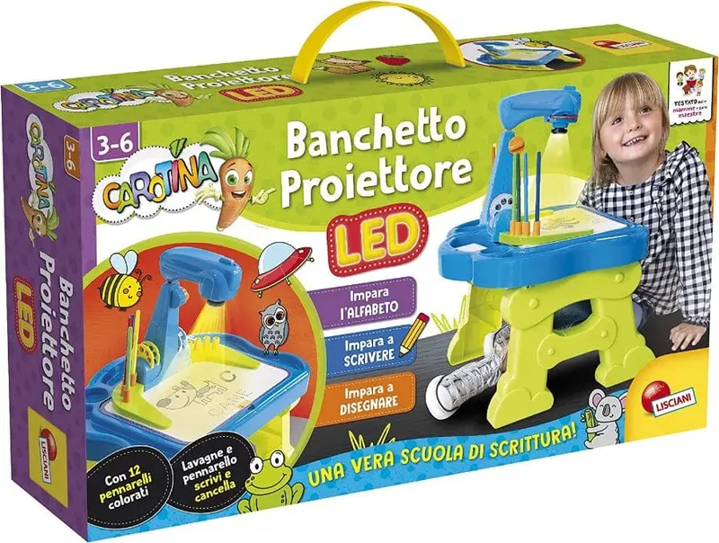 Carotina Nuovo Banchetto Proiettore LED, Scuola di Scrittura vers. 2024 Lisciani Giochi