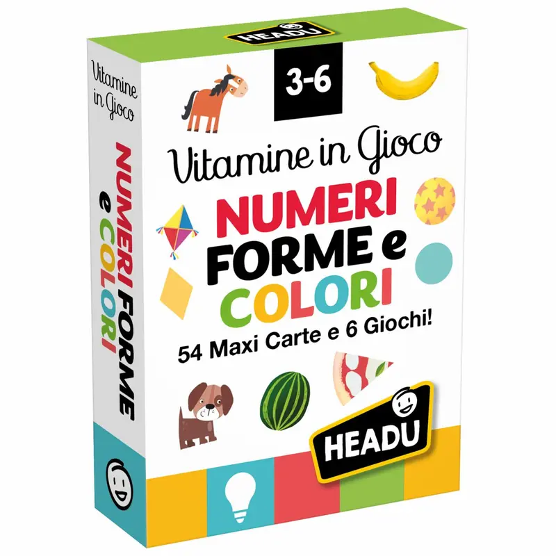 Carte Vitamine Gioco Numeri, Forme e Colori