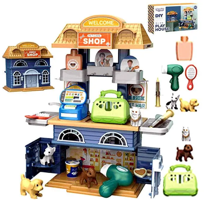 Casa dei Cuccioli Playset Trasformabile in Negozio per Animali