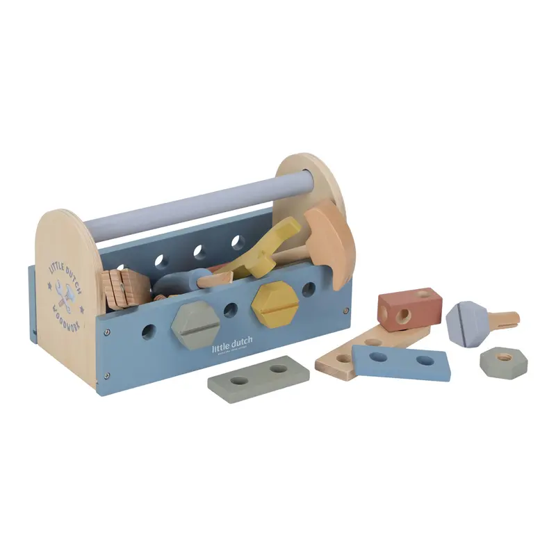 Cassetta degli Attrezzi in Legno Blu - Wooden Toolbox Blue Essentials (LD2544)