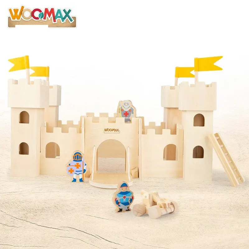 Castello Medievale in Legno, Playset per Bambini 47x31x29cm