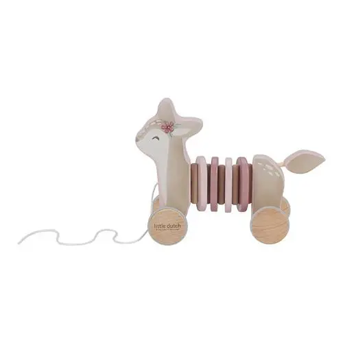 Cerbiatto Trainabile in Legno Fairy Garden - Pull Animal Deer Pink Fairy Garden (LD7357)