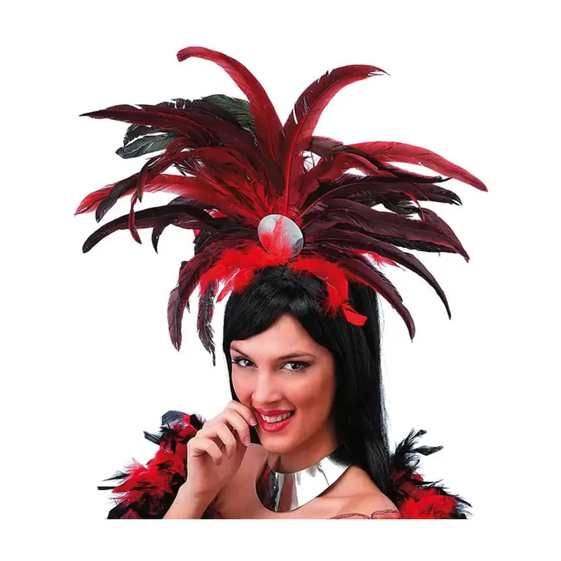 Cerchietto In Piuma Rosso/Nero Carnival Toys
