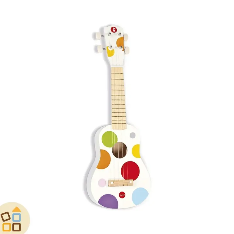 CHITARRA PICCOLA bianca + pois colorati