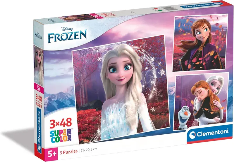 Clementoni - 25297 - Supercolor Puzzle - Disney Frozen - 3x48 Pezzi