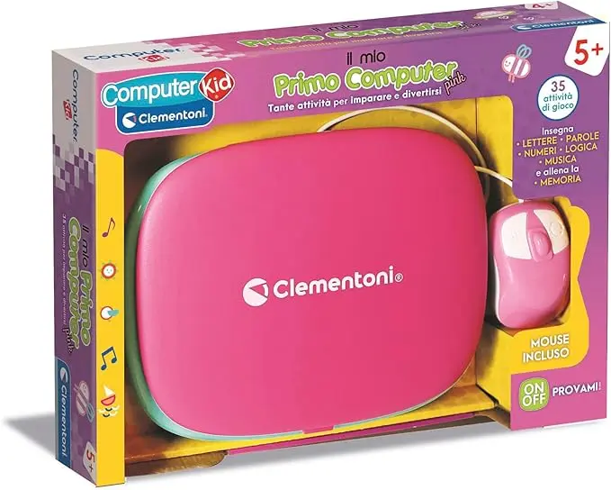 Clementoni - Il mio Primo Computer Rosa con mouse e schermo LCD