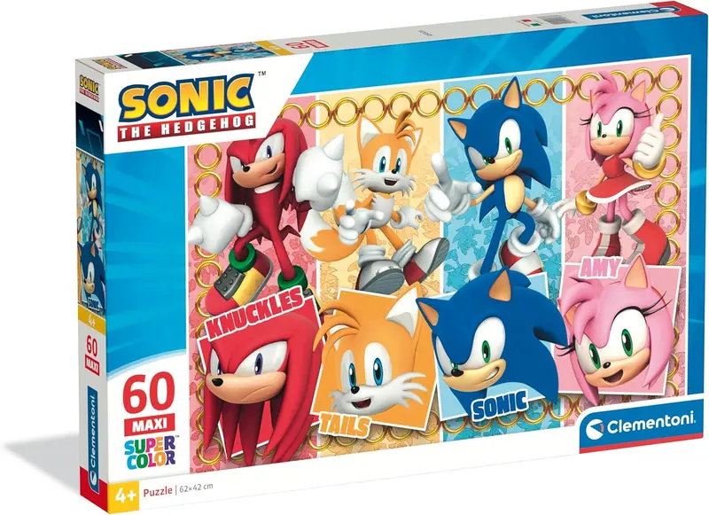 Clementoni - Puzzle 60 Pezzi Supercolor, Cartone Sonic