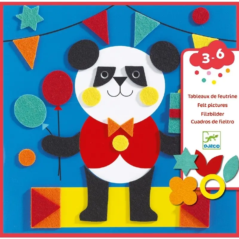 COLLAGE IN FELTRO, ANIMALI E FORME PANDA