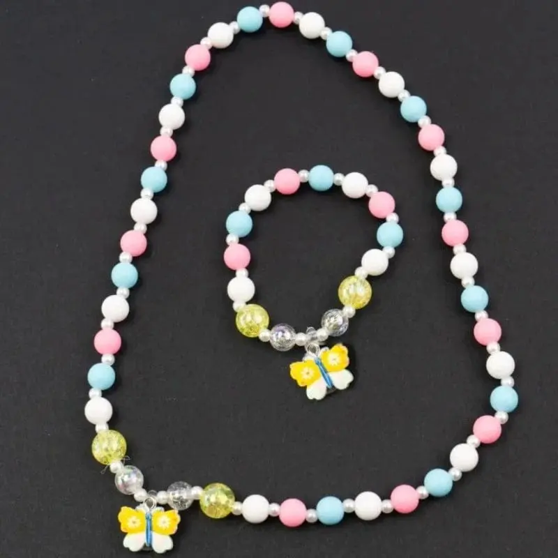 Collana e Bracciale Bambina Spring, Parure a tema Farfalle