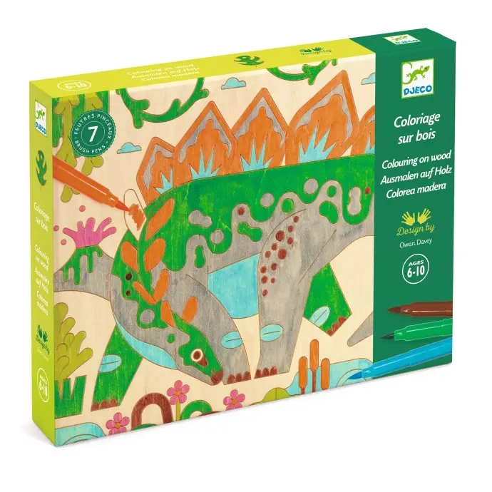 Colorare sul legno Djeco - Dinosauri