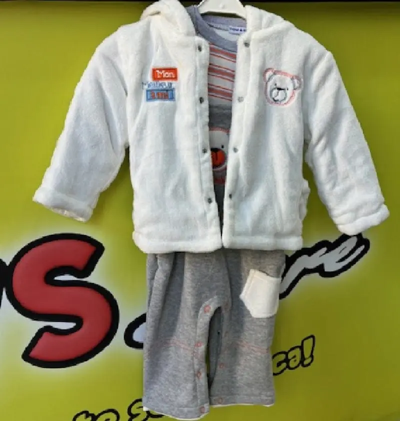 Completo Baby 3 Pezzi, Salopette con Maglia e Giubbotto