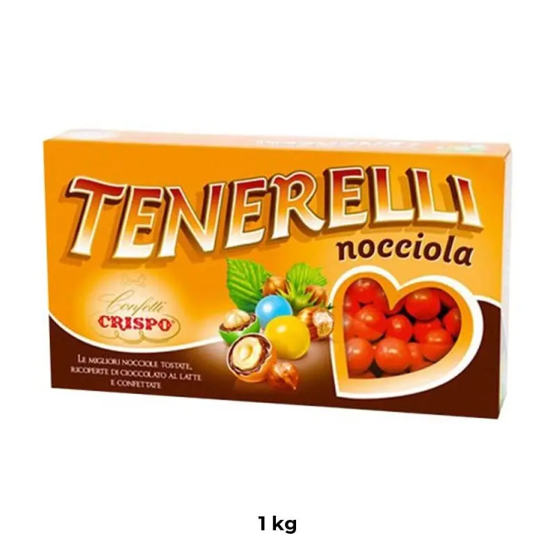 Confetti Tenerelli Rossi Rotondi al Gusto Nocciola 1 Kg - Crispo