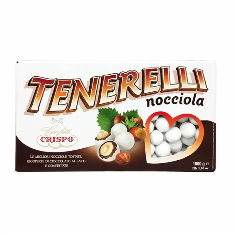 Confetti Tenerelli Rotondi Bianchi alla Nocciola 1 kg - Crispo