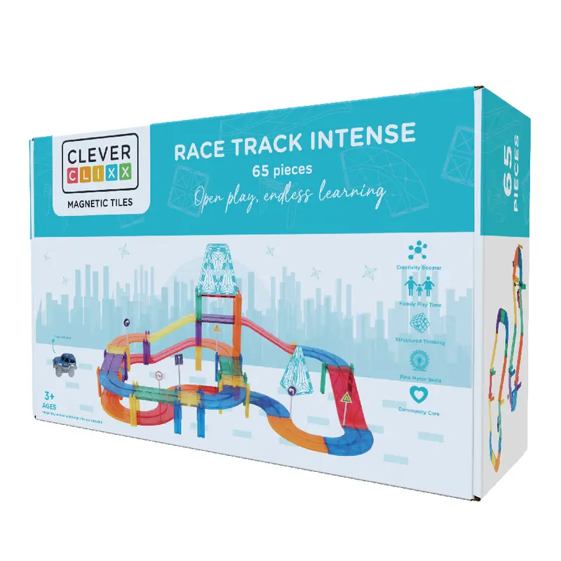 Costruzioni Magnetiche Cleverclixx – Pista Magnetica Race Track Intense (65 pz)