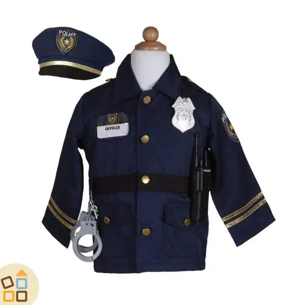 COSTUME AGENTE DI POLIZIA, DIVISA E ACCESSORI 5/6 ANNI
