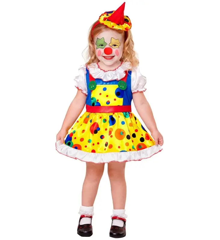 Costume Carnevale Clown Bambina Taglie da 2 a 5 Anni