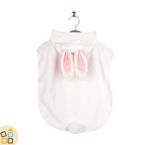 COSTUME CONIGLIO BIANCO, PONCHO 1/4 ANNI