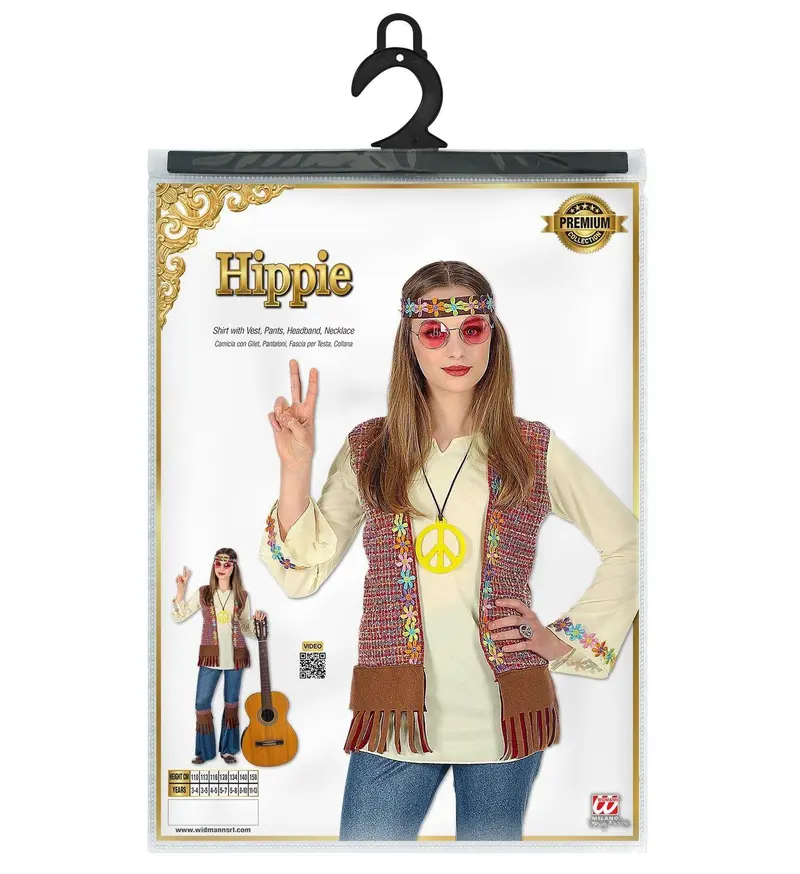 Costume Di Carnevale Hippie 8-10 Anni