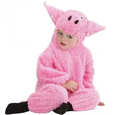 Costume Di Carnevale Maialino Fuzzy Ass. In 2 Misure (0-6 Mesi - 1-2 Anni)