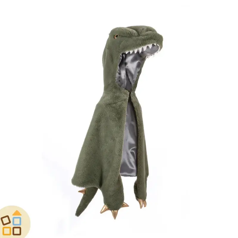 COSTUME DINOSAURO T-REX VERDE, MANTELLO MORBIDO 2/3 ANNI