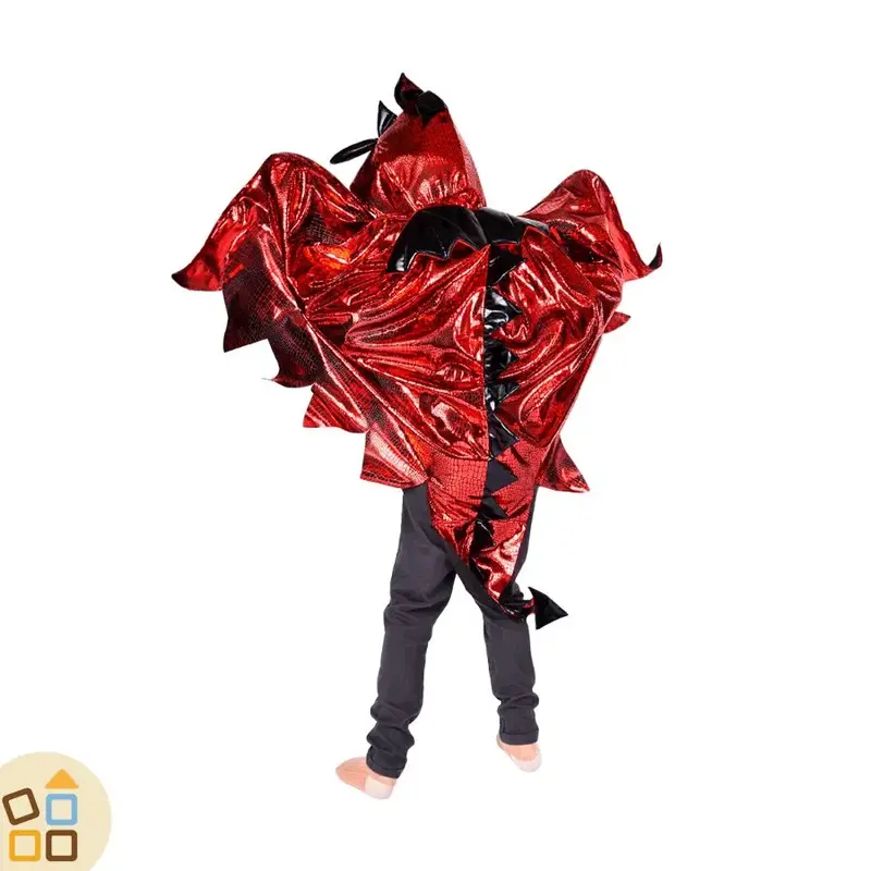 COSTUME DRAGO ROSSO, MANTELLO LUCIDO 3/8 ANNI