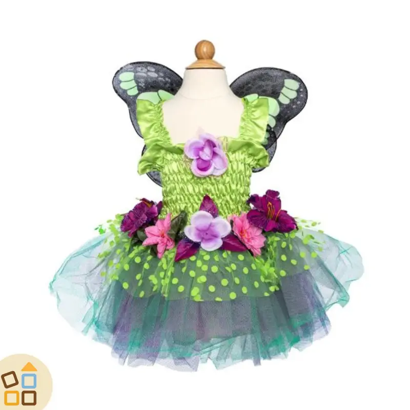 COSTUME FARFALLA DEI FIORI VERDE 3/4 ANNI
