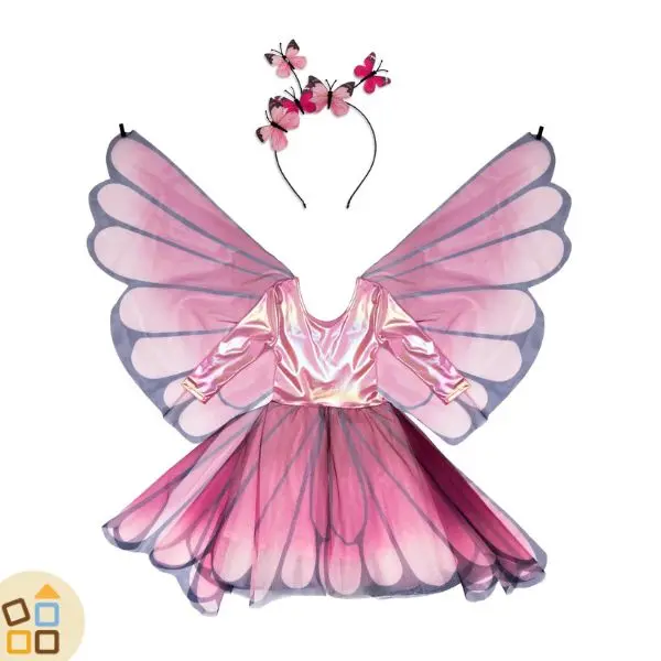 COSTUME FARFALLA ROSA cerchietto 5/6 anni
