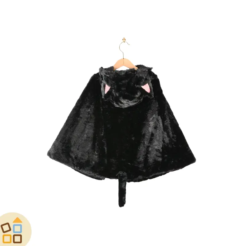 COSTUME GATTO NERO, MANTELLO 3/8 ANNI