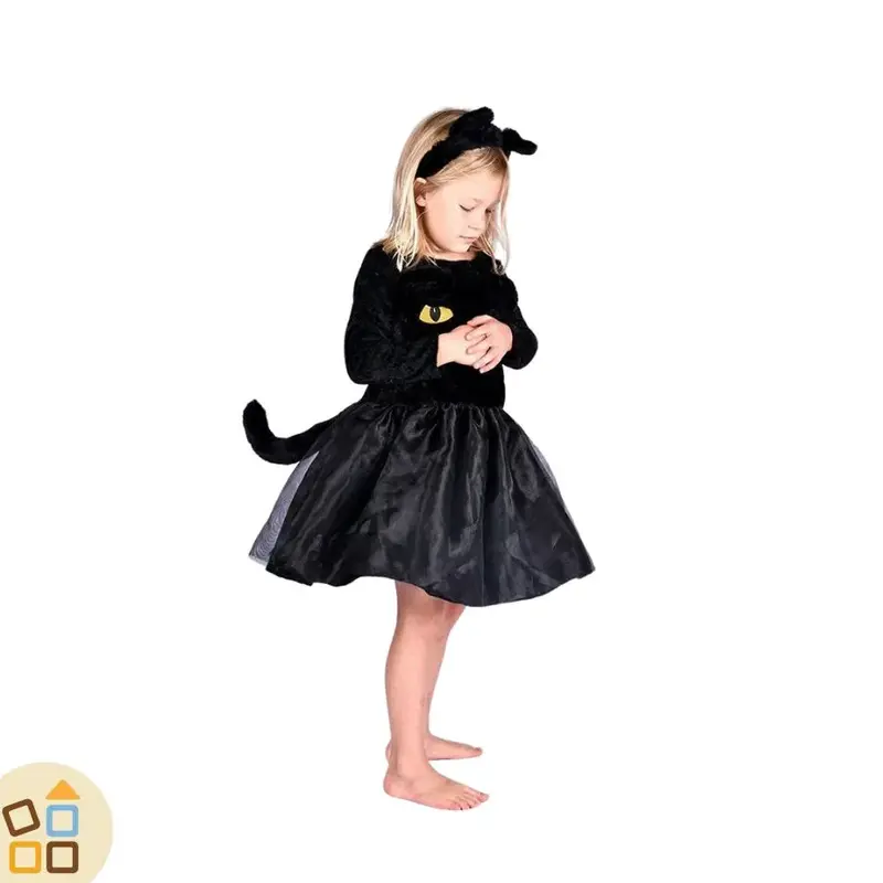 COSTUME GATTO NERO, VESTITO 6/8 ANNI