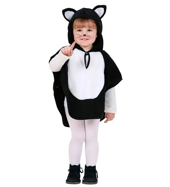 costume GATTO PELUCHE (poncho con cappuccio) 110 cm / 3-4 anni