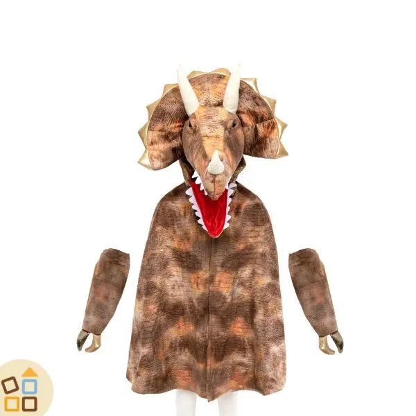 COSTUME MANTELLO TRICERATOPO 4/6 ANNI marrone
