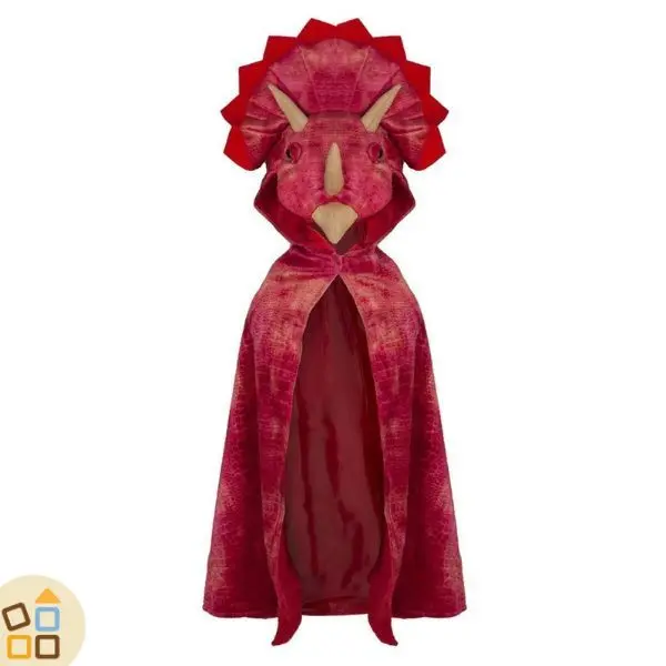 COSTUME MANTELLO TRICERATOPO ROSSO 4/5 ANNI