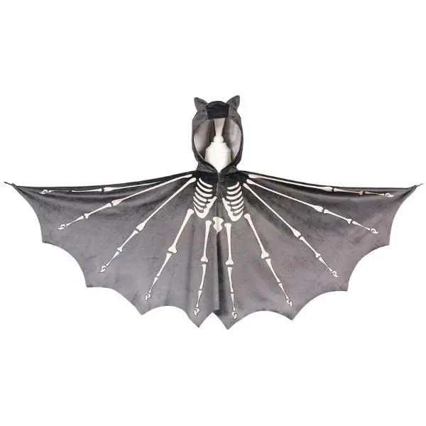COSTUME PIPISTRELLO SCHELETRO, MANTELLO 4/8 ANNI