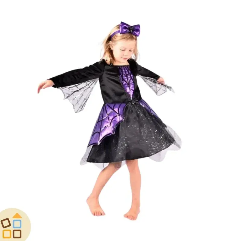 COSTUME STREGA, RAGNI VIOLA VESTITO 6/8 ANNI