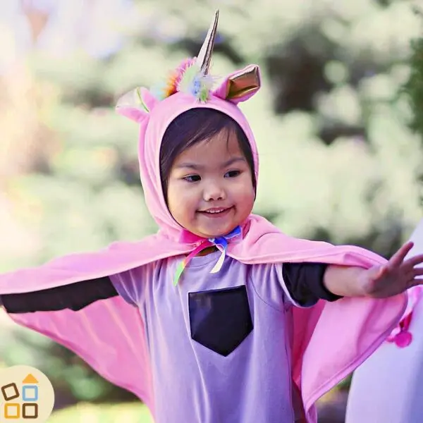 Costume Unicorno Rosa e Arcobaleno - Mantella